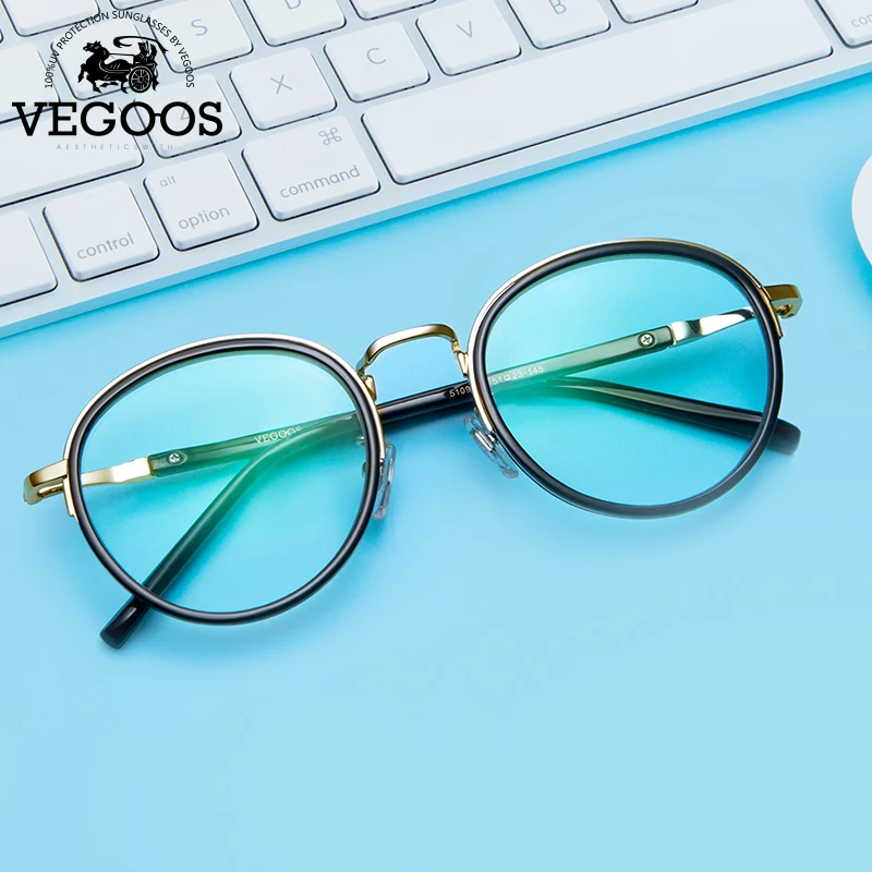 VEGOOS синие легкие очки антиглазные антибликовые блокирующие унисекс ретро