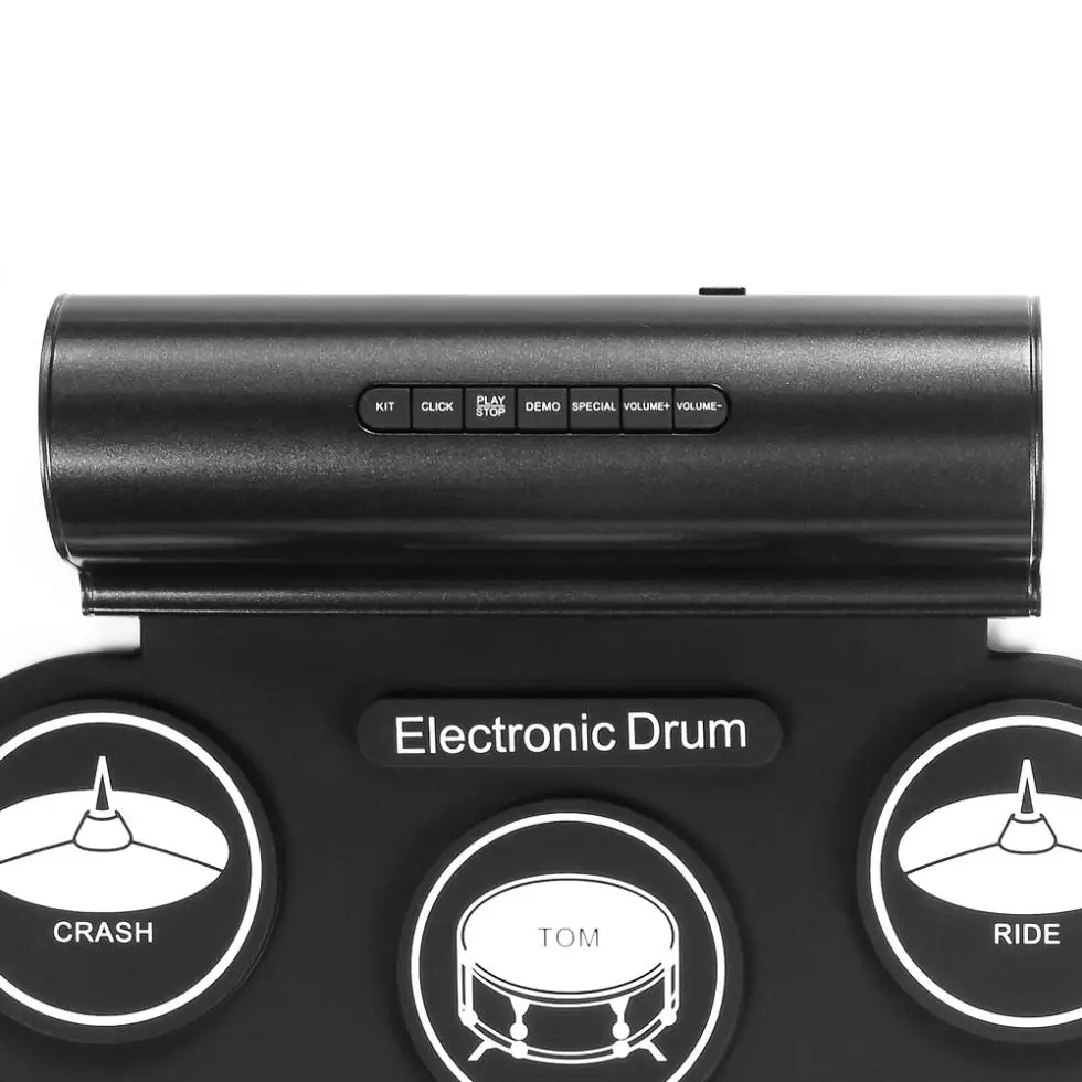 Электронный барабан цифровой USB MIDI 7 подушечек свернутый набор силиконовый Электрический барабанный коврик Встроенные динамики с барабанными палочками Sustain Pedal