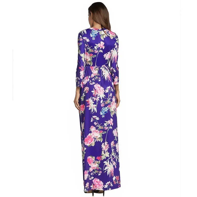 Ruiyige Для женщин Boho Maxi Цветочный принт платье Повседневное туника с длинными