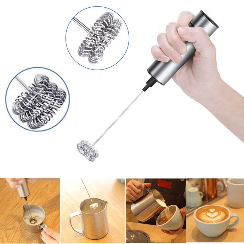 Мощный электрический вспениватель молока ручной из нержавеющей стали