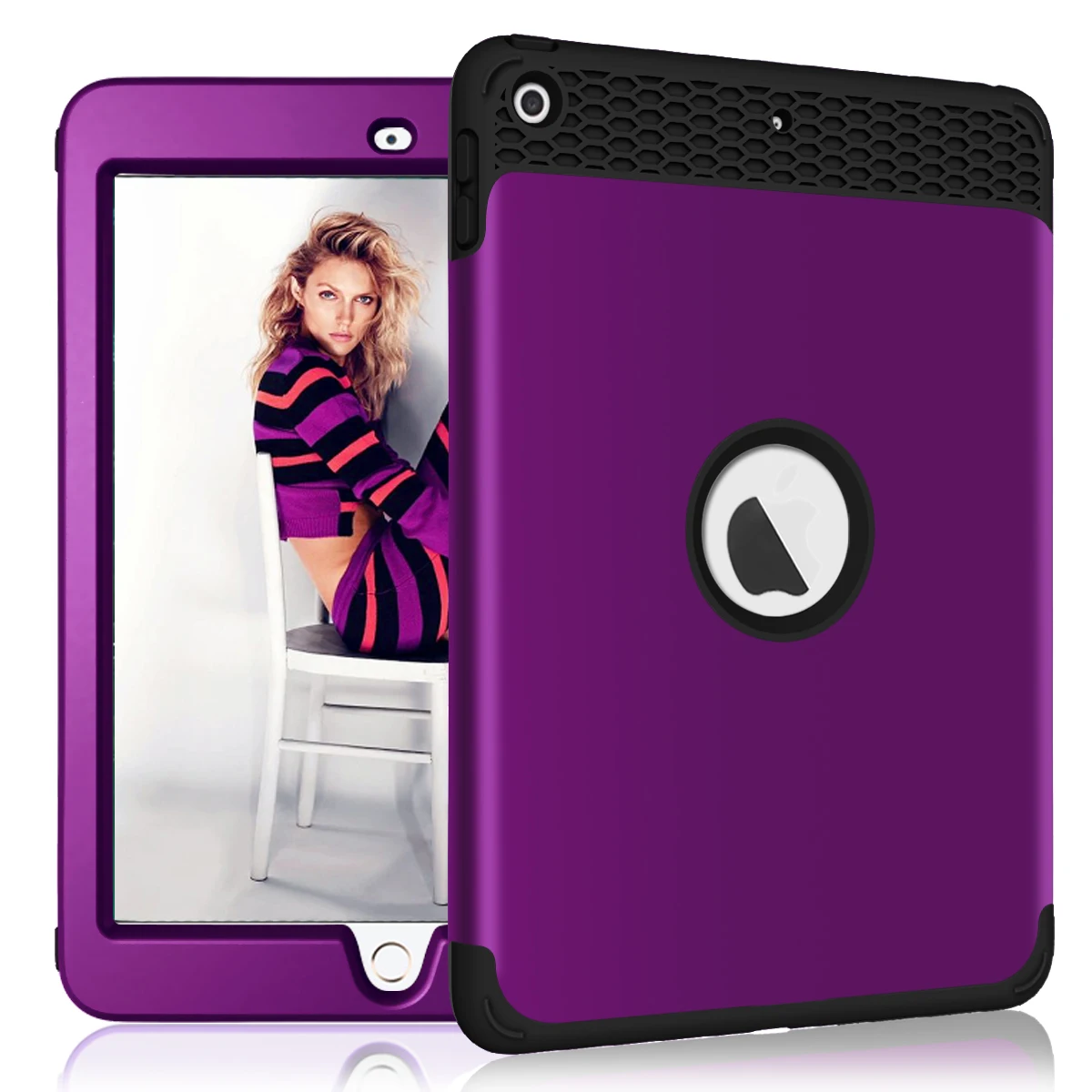 Purple Black Для iPad 9," / чехол, сверхпрочный противоударный ударопрочный Прочный Гибридный трехслойный защитный чехол - Цвет: Purple Black