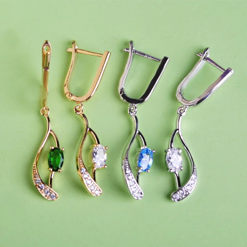 Топ Дизайн Синий Кристалл Висячие серьги AAAA + циркония угол глаза пирсинг уха