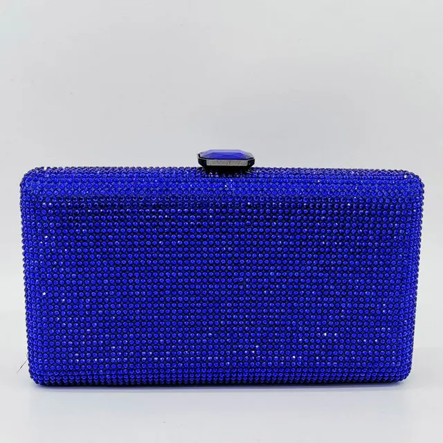 Blue Crystal Bag Boutique De FGG вечерние сумочки-клатчи со стразами цвета шампанского для женщин, сумочка для свадьбы, коктейля, ужина, дамские сумочки и кошельки - Цвет: Blue Crystal Bag