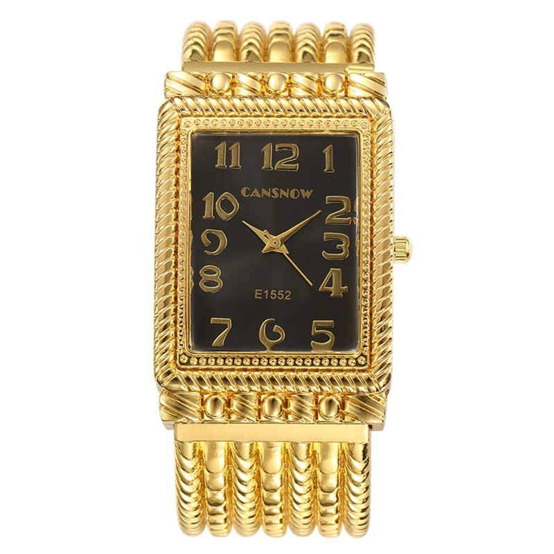 Золотой Reloj De Mujer Топ Женская мода Бизнес платье Роскошные наручные часы Прямоугольные широкие стальные цепи ремешок женские кварцевые часы - Цвет: Золотой