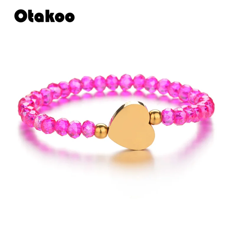 Браслет Otakoo с подвесками в форме сердца женская бижутерия серые красные