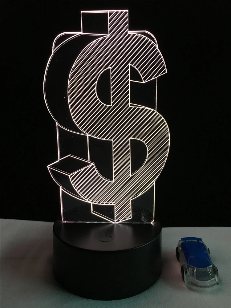 Уникальный 3D USD доллар ночной Светильник для предприятия домашний декор вспышка