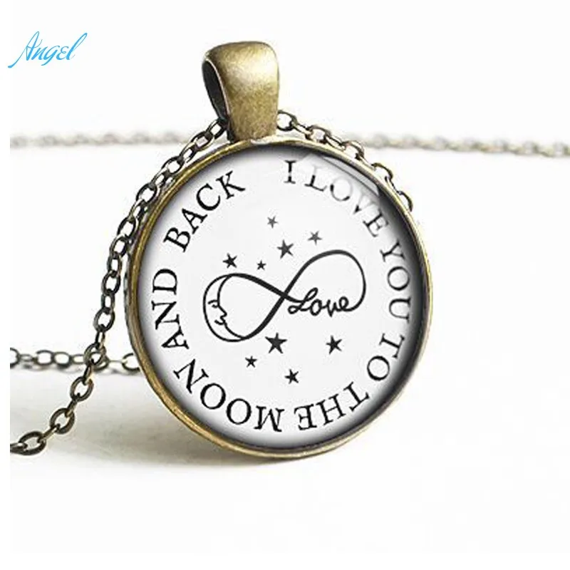 I Love You to the Moon and Back Charm стеклянный кабошон для кулона ожерелье Винтажное колье с
