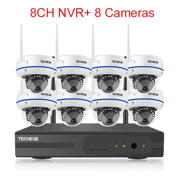 8ch nvr (8cameras) Techege 8CH 1080P H.265 Беспроводной NVR комплект 2.0MP аудио запись оповещения электронной почты Антивандальная ip-камера безопасности системы видеонаблюдения - Цвет: 8ch nvr (8cameras)