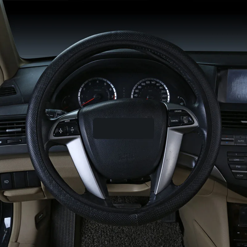 Чехол рулевого колеса автомобиля кожаный размер 38 см для VW Skoda Chevrolet Ford Nissan и т. д. 95% автомобилей - Название цвета: black