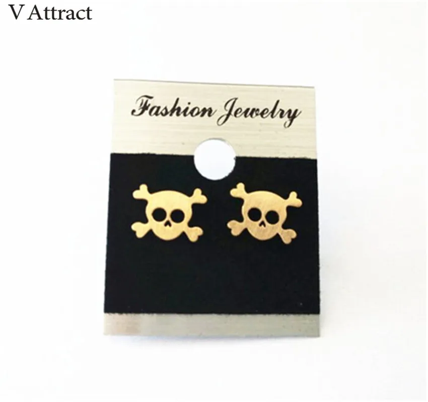 V привлечь панк Винтаж Череп серьгу 2017 Для женщин Модные украшения