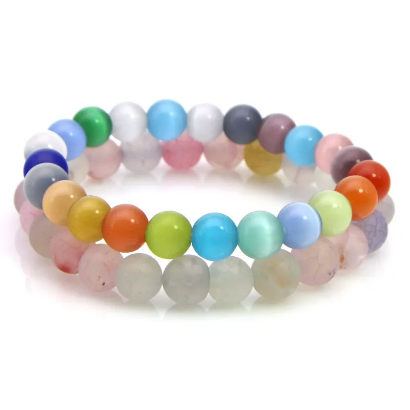 19 стилей натуральный Состаренный камень браслет из Тигрового Глаза 8 мм черная