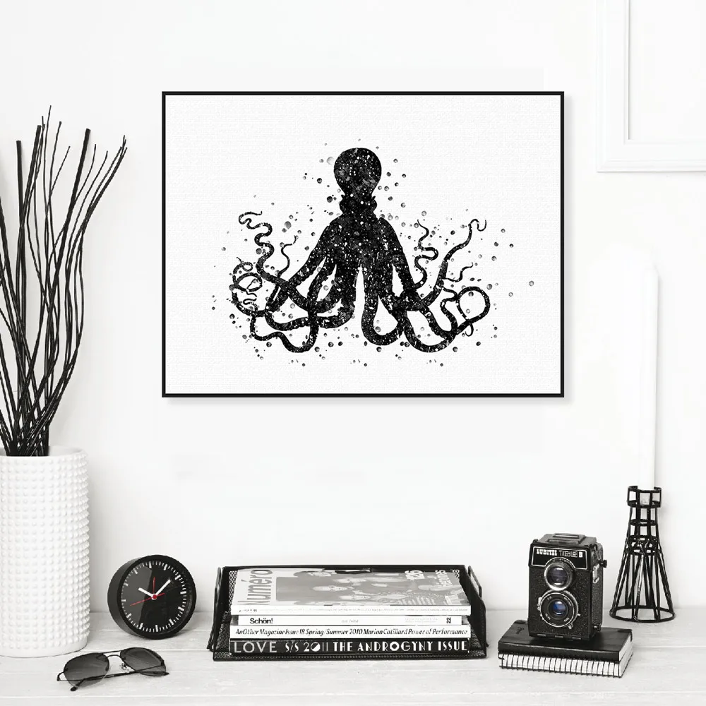 Акварель Морских Животных Художественный Принт плакат абстрактные Осьминог