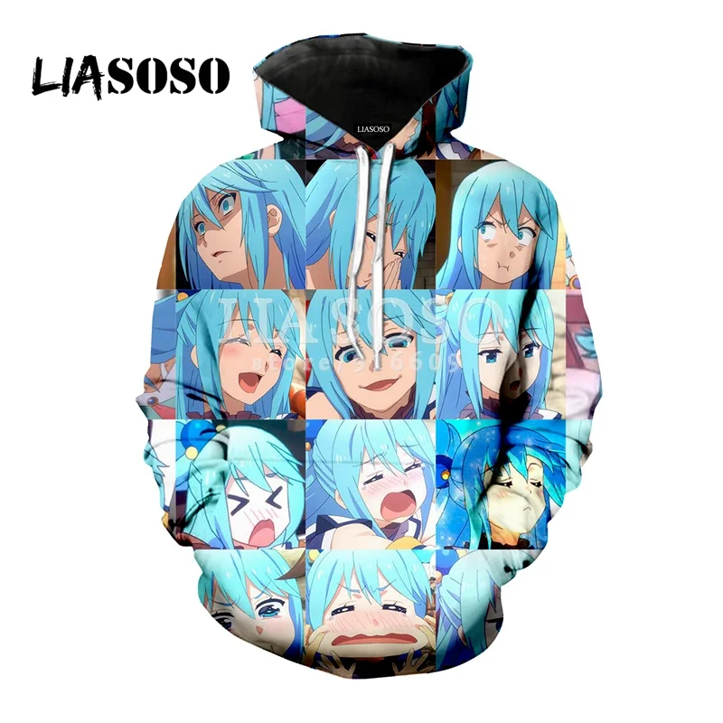 LIASOSO новинка аниме Konosuba Megumin Kawaii 3D принт футболка/худи/толстовка хипстер хорошее
