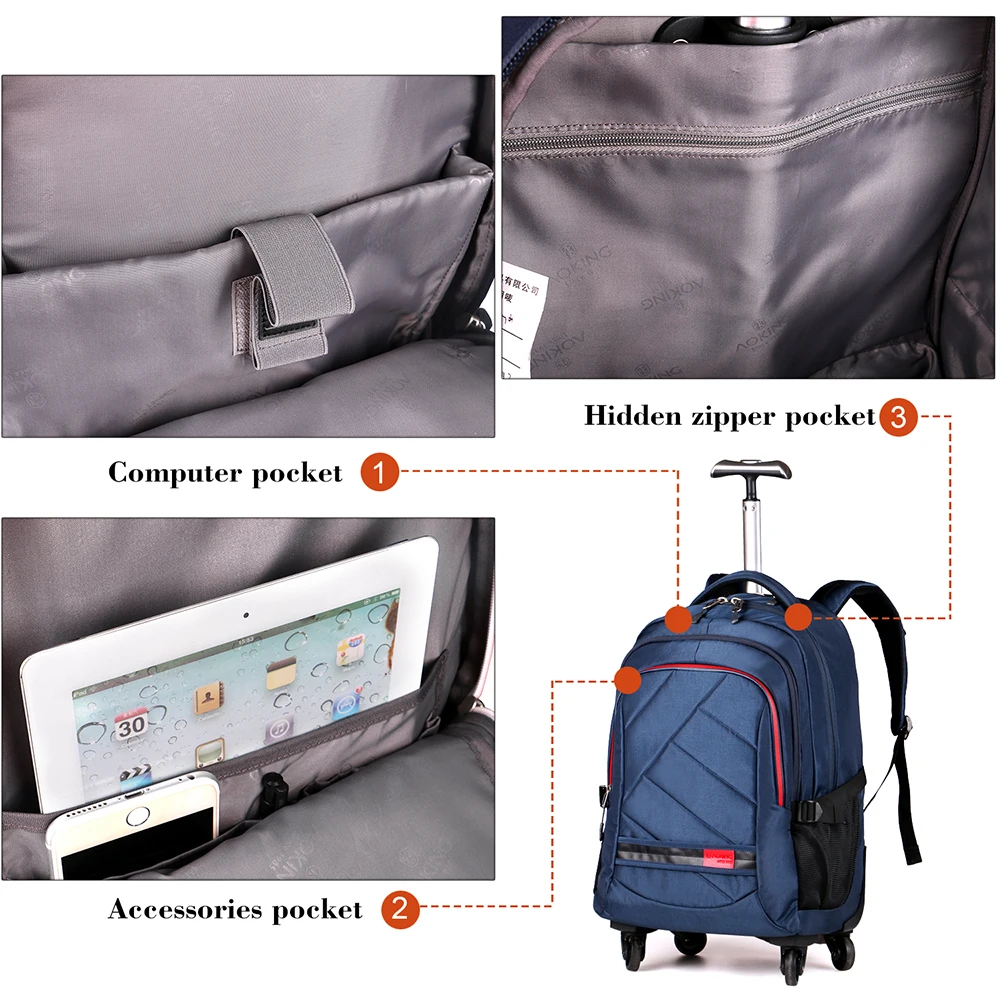 Aoking Нейлон водонепроницаемые багаж сумки тележки для мужчин и женщин прокатки