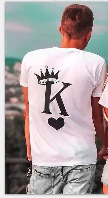king Bkld King queen Crown футболка с короткими рукавами и буквенным принтом женские мужские футболки на День святого Валентина парная футболка с круглым вырезом для влюбленных - Цвет: king