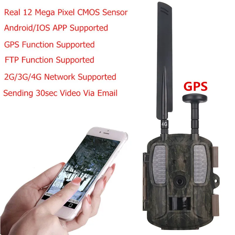 4G охотничий троп камера GPS MMS FTP с 3000 мАч солнечная панель охотничья наблюдения