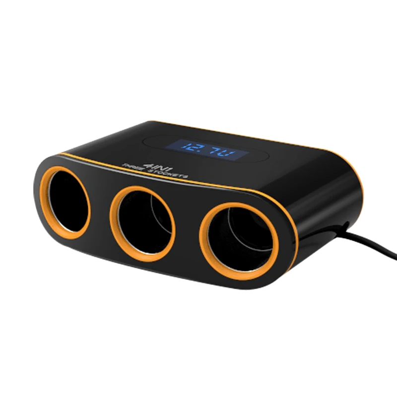Черный EANOP 12 V-24 V автомобильный разъем расширительный разъем QC2.0 USB адаптер быстрой зарядки 4.8A Max 120W обнаружения для телефона MP3 - Название цвета: Черный