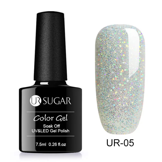 UR-05 Ur Sugar 7,5 мл голографический Блестящий Гель-лак для ногтей Полупостоянный УФ-гель набор для маникюра впитывающий лак праймер - Цвет: UR-05