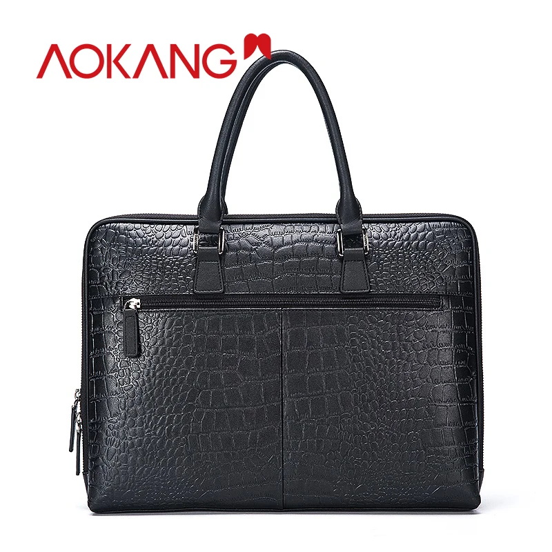 AOKANG 2019 деловая сумка черного цвета мужской кожаный портфель через плечо кожаные