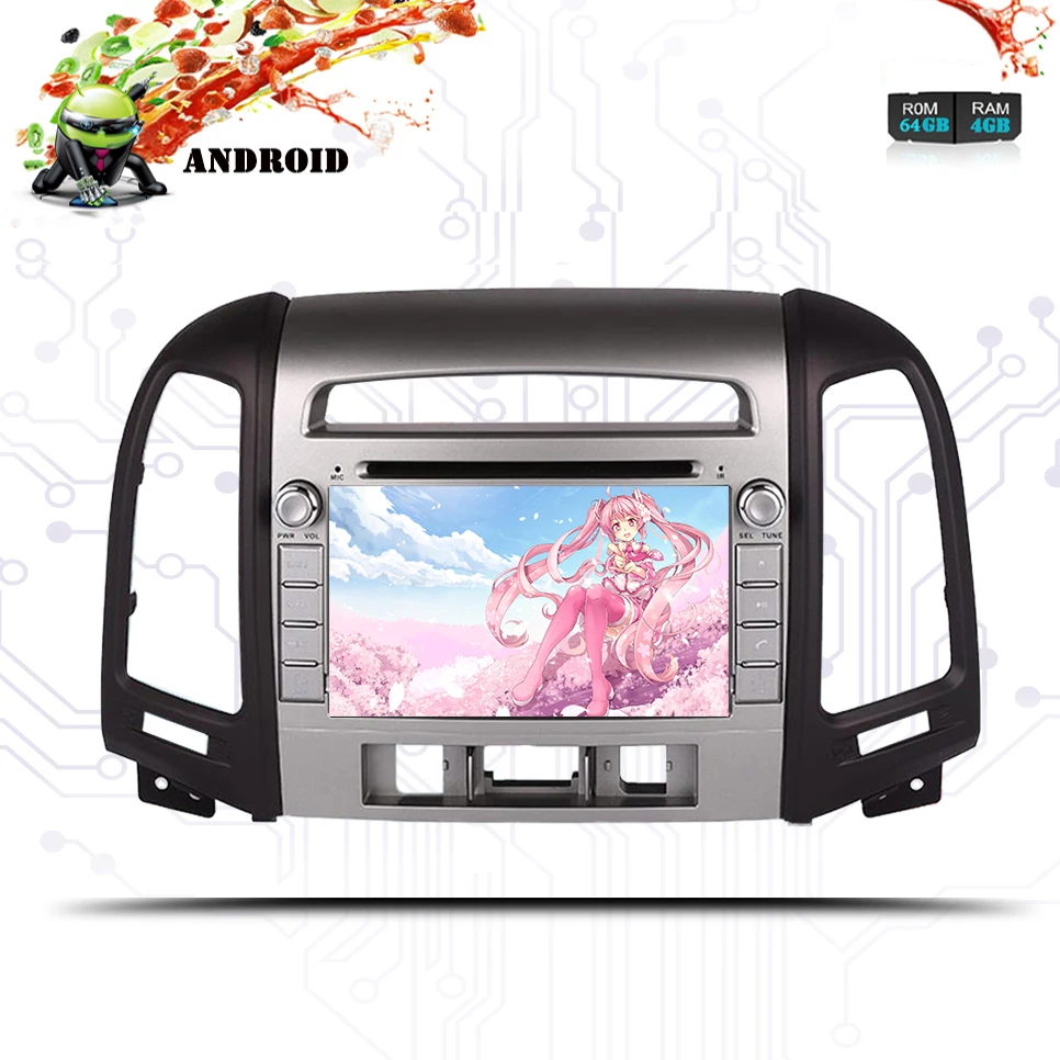 7 дюймовый автомобильный мультимедийный плеер Авто DVD android 9 0 4G + 64G для HYUNDAI/SANTAFE/SANTA