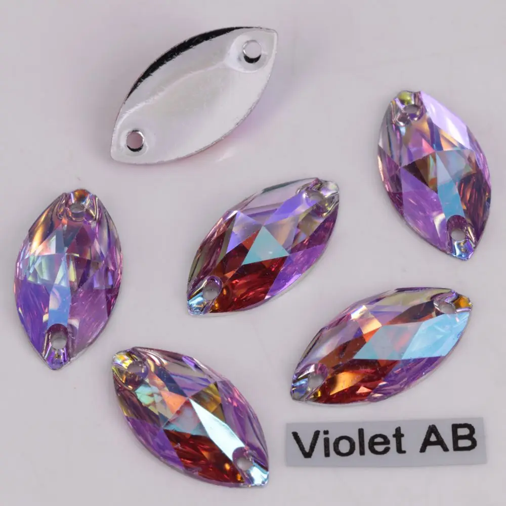 Violet AB Хорошее качество 6x12,7x15,9x18,11x24,17x32 мм Цвета AB маркиза с плоской задней частью смолы на камнях - Цвет: Violet AB
