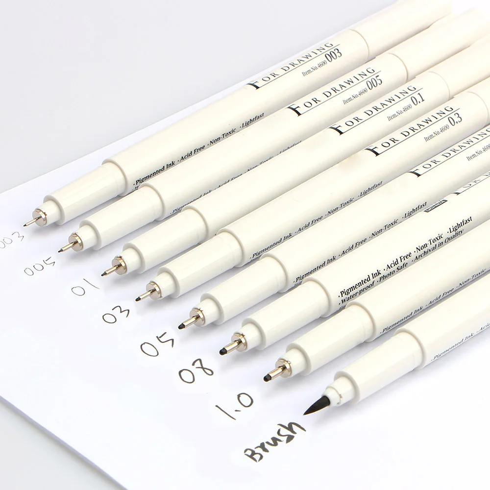 Sketch Liner 8pcs /brush/0.03/0.05/0.1/0.3/0.5/0.8/1.0mm Water Resistant Gundam Drawing Pen Design/comic Painting Supplies