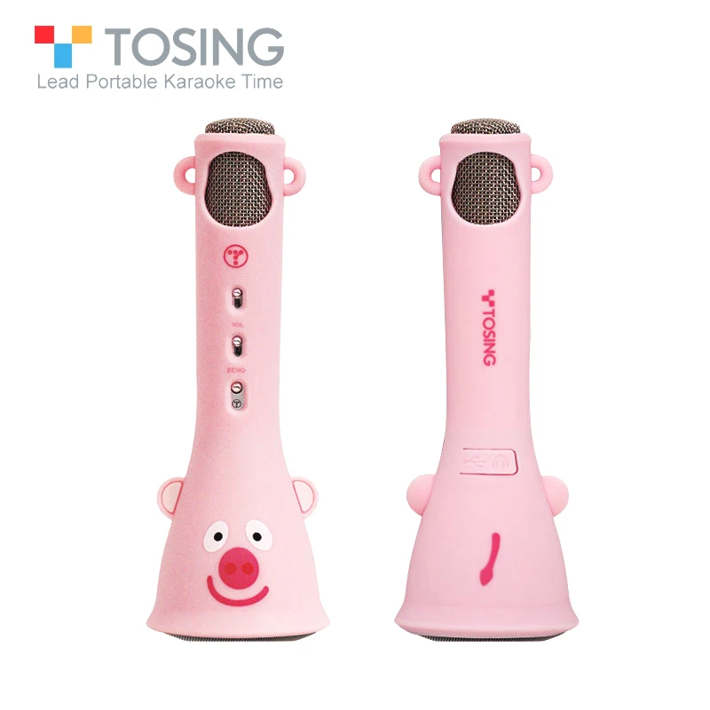TOSING X3 дети беспроводной караоке микрофон Bluetooth Динамик милые мягкие материалы дети подарок язык образование с чехол для переноски - Цвет: Pink