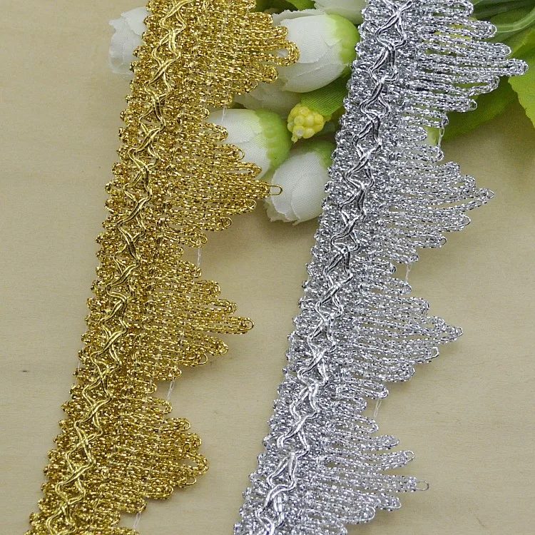 10Meters Gold Silver Bullion Lace Ribbon Diy Accessory Wavy Cluny Webbing Garments Hair Decorations Lace Stiching Tape Trimming