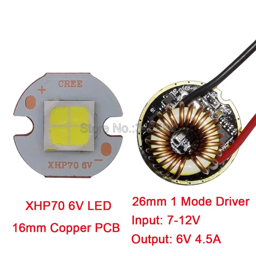 Cree XHP70 6 в холодный белый нейтральный белый теплый белый высокой мощности Светодиодный излучатель 16 мм 20 мм Медь PCB+ 1 режим или 5 режимов драйвер - Испускаемый цвет: 16mm 26mm 1Mode