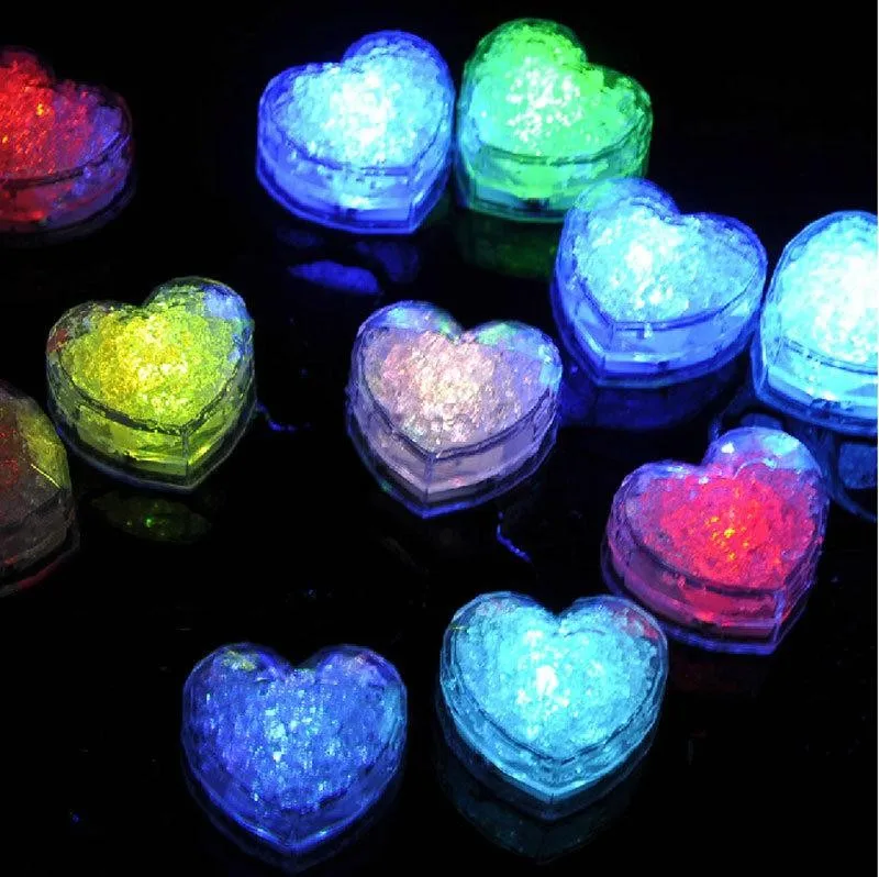 Любовь в форме сердца мигающие кубики льда светодиодная подсветка с водяным