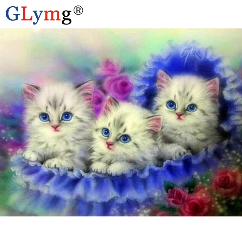 GLymg три кота Алмазная картина вышивка крестиком животное полная дрель квадратные