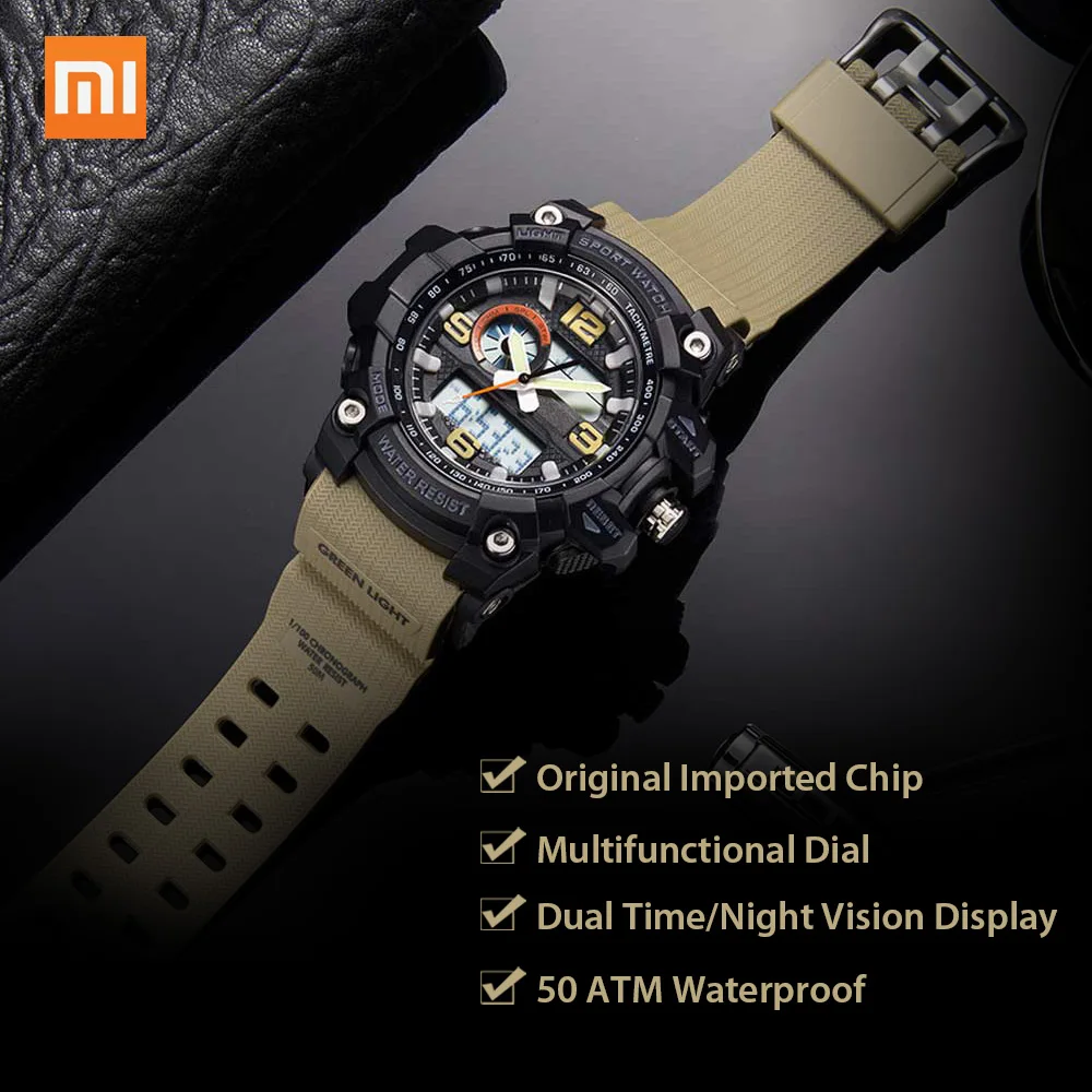 Xiaomi TwentySeventeen, двойной дисплей, электронные часы с циферблатом, двойное отображение времени, календарь, обратный отсчет, для спорта на открытом воздухе, цифровые часы