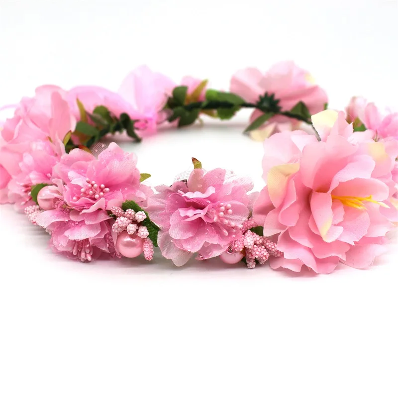 Ланксси 2018 Новый модный розовый цветок повязки на голову для женщин для свадебных аксессуаров для волос, регулируемая повязка для волос.