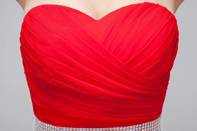 Женское шифоновое платье подружки невесты синее с высокой талией со стразами и