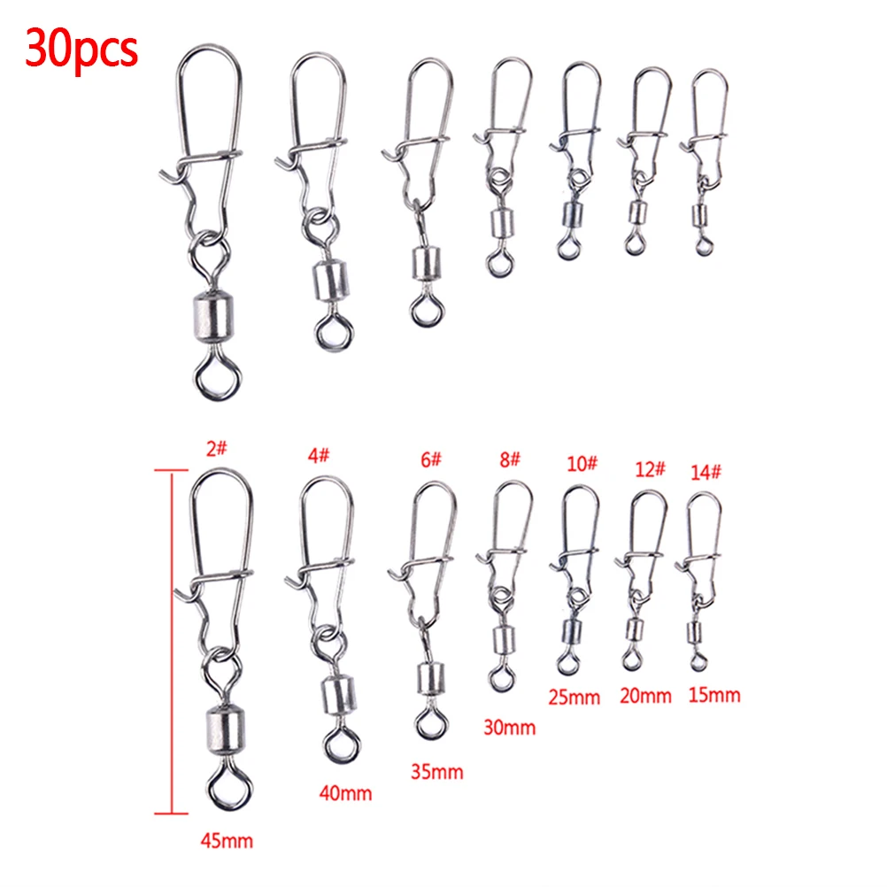 30 шт. вертлюги для рыболовных снастей из нержавеющей стали|Рыболовные крючки| |