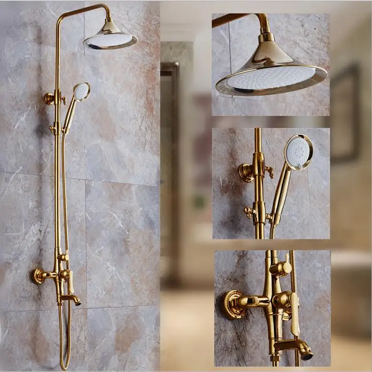 gold shower Dofaso Золотой смеситель для душа роскошный из розового золота, для ванной набор для душа от дождя fuacets смеситель для ванной кран - Цвет: gold shower