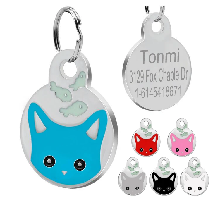 Индивидуальная круглая бирка для собаки из нержавеющей стали с защитой от потери