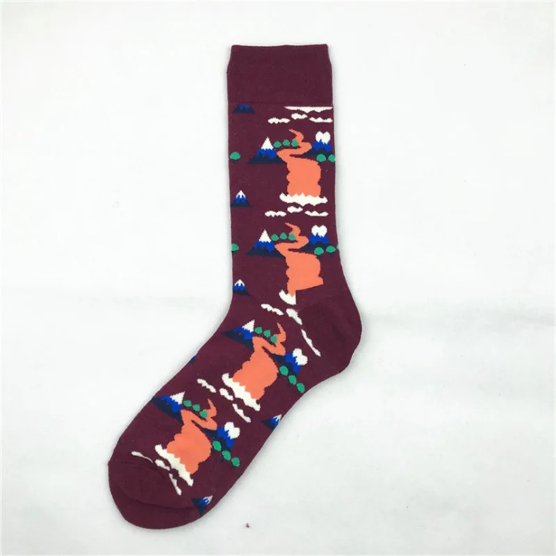 51090 Moda Socmark, брендовые качественные мужские носки, 10 цветов, носки с геометрическим рисунком животных, мужские носки из чесаного хлопка, Calcetines Largos Hombre - Цвет: 51090