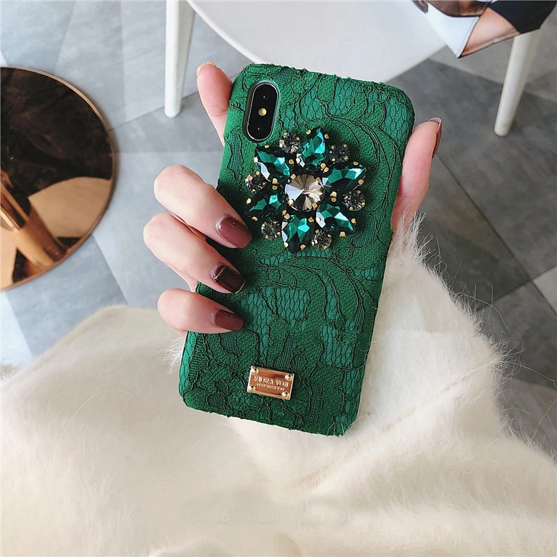 Aoweziic американская роскошная кружевная дрель для iPhone X XS MAX XR мобильный телефон оболочка 6S 8 7plus индивидуальная твердая оболочка кружевные Стразы