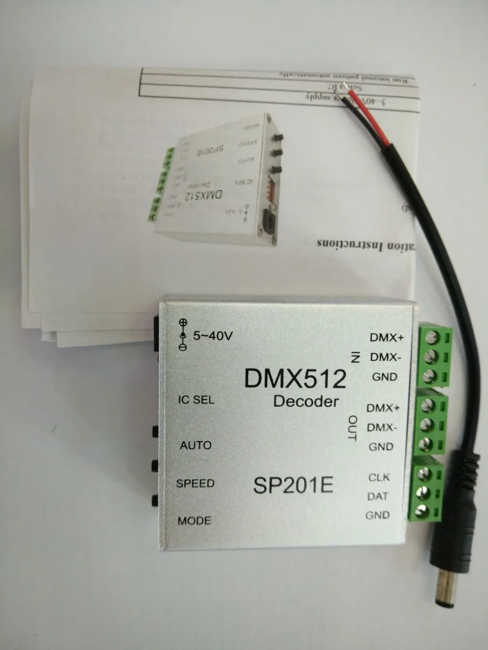 DMX 512 LED контроллер Sp201E 2048 пикселей DC5 ~ 24 В RGB без sd карты с 4 функциональными