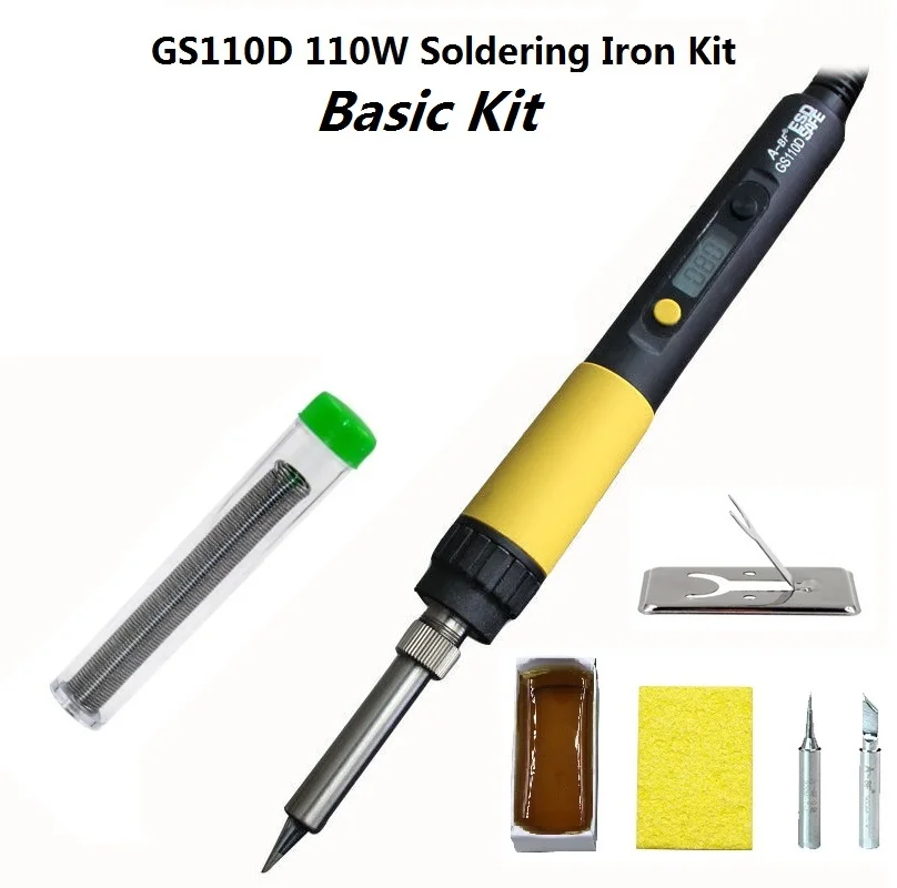 GS110D 110W Basic Ki Паяльник A-BF GS60D GS90D GS110D ЖК-дисплей регулируемая температура Электрический паяльник Комплект Великобритания штекер - Цвет: GS110D 110W Basic Ki