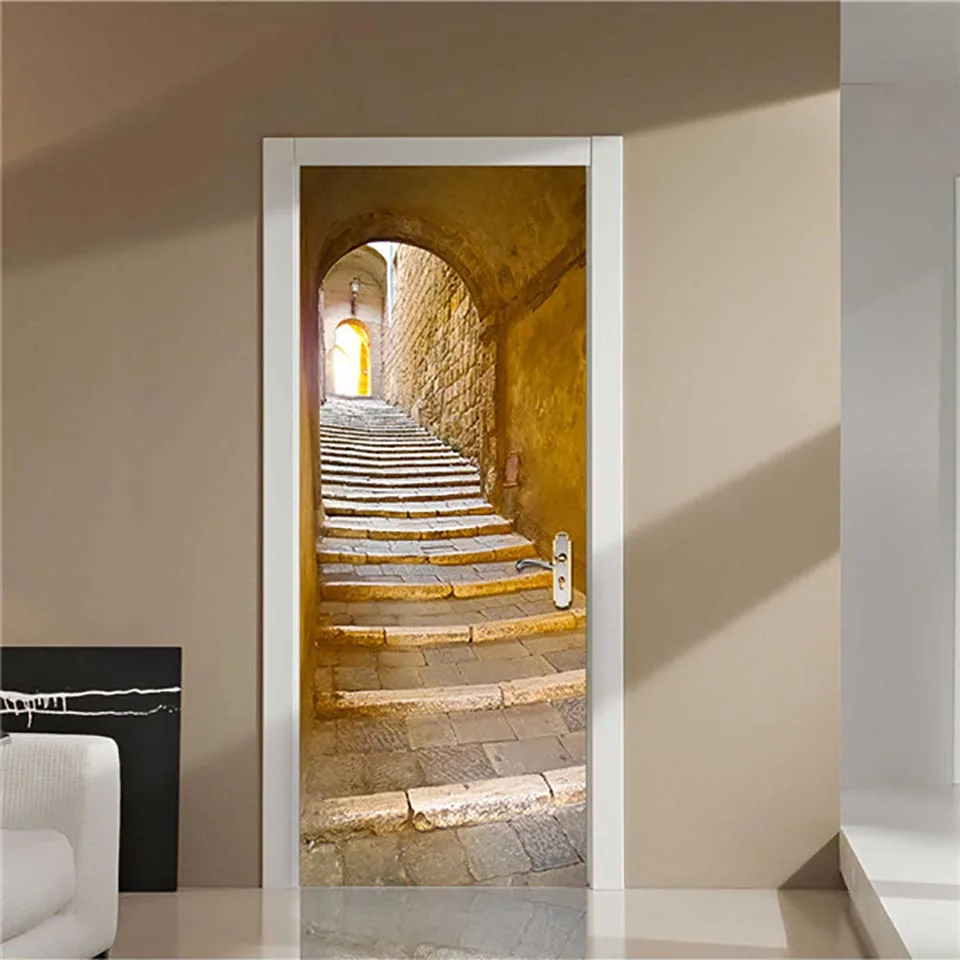

Sticker On The Door Self Adhesive Scenic Staircase For Doors Diy Print Art Pictures Home Decor Mural Wardrobe Renovation Decal