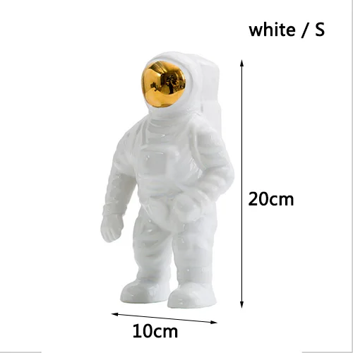 White 20 CM Космический человек астронавт ваза керамическая модель уникальная астронавт ваза сушеные цветы белая керамическая ваза для стола Декор инструмент - Цвет: White 20 CM