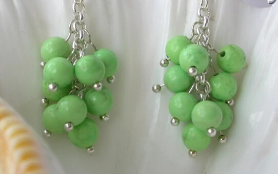 Классические круглые зеленые и бирюзовые свисающие серьги wb00578 5 мм 2 шт. - купить