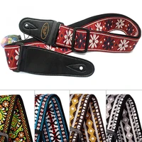 5 colors optional flowers stripes vintage guitar strap with woven embroidery fabrics for guitar bass