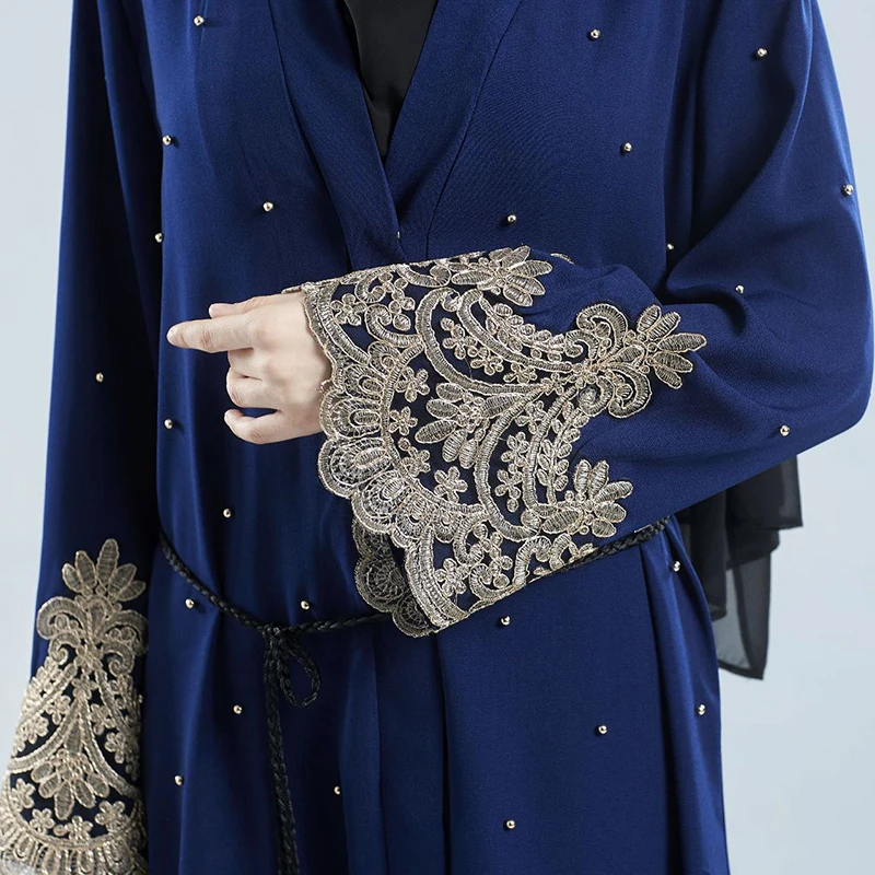 Abaya Дубайский мусульманский женский открытый передний кардиган винтажное