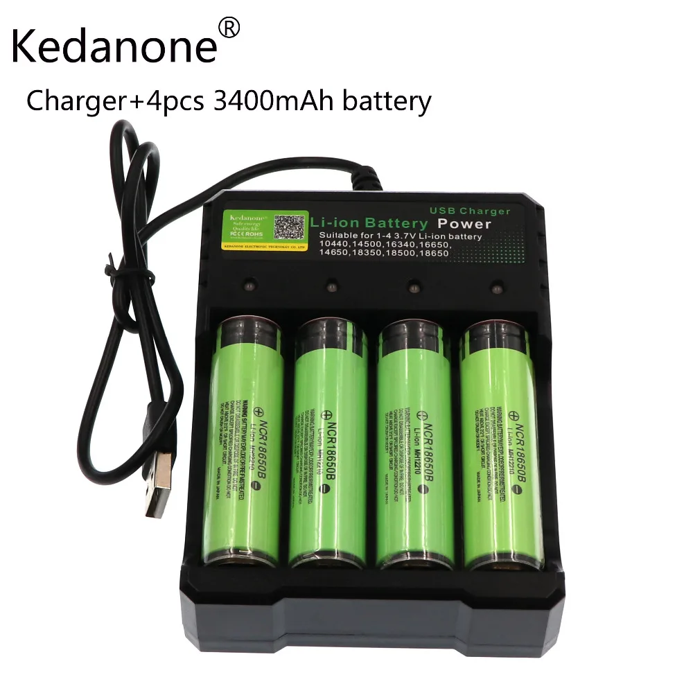 Зарядное устройство и 4 шт. 18650 3400mAh аккумулятор 3 7 V Li Ion Rechargebale батарея PCB защищена