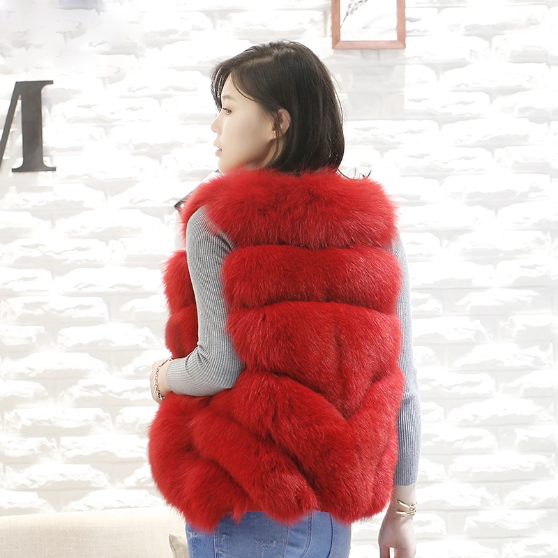 New Winter Genuine Fox Fur Vest Women's Full Pelt Gilet Warm Luxury Natural Fox Fur Waistcoat
