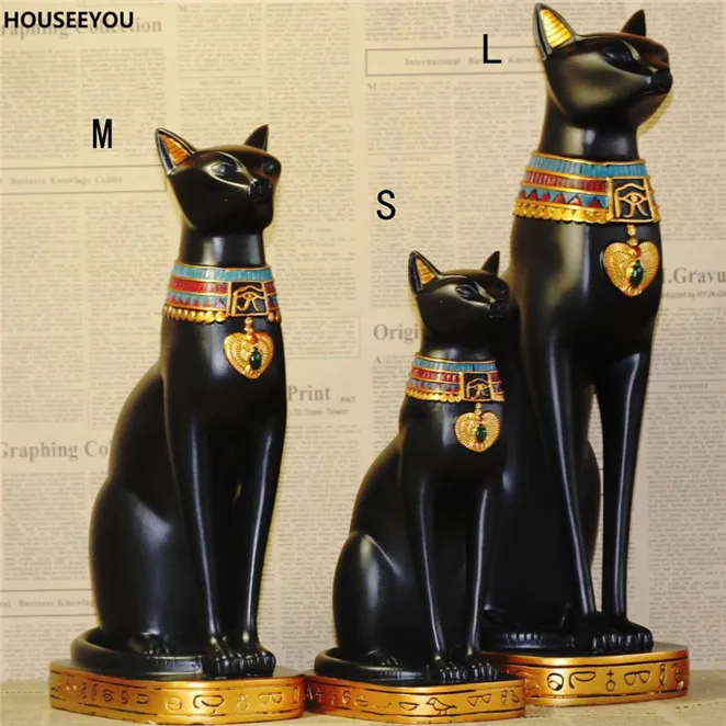 Статуэтка Бога Кот Луна в египетском стиле миниатюрное украшение из смолы Декор
