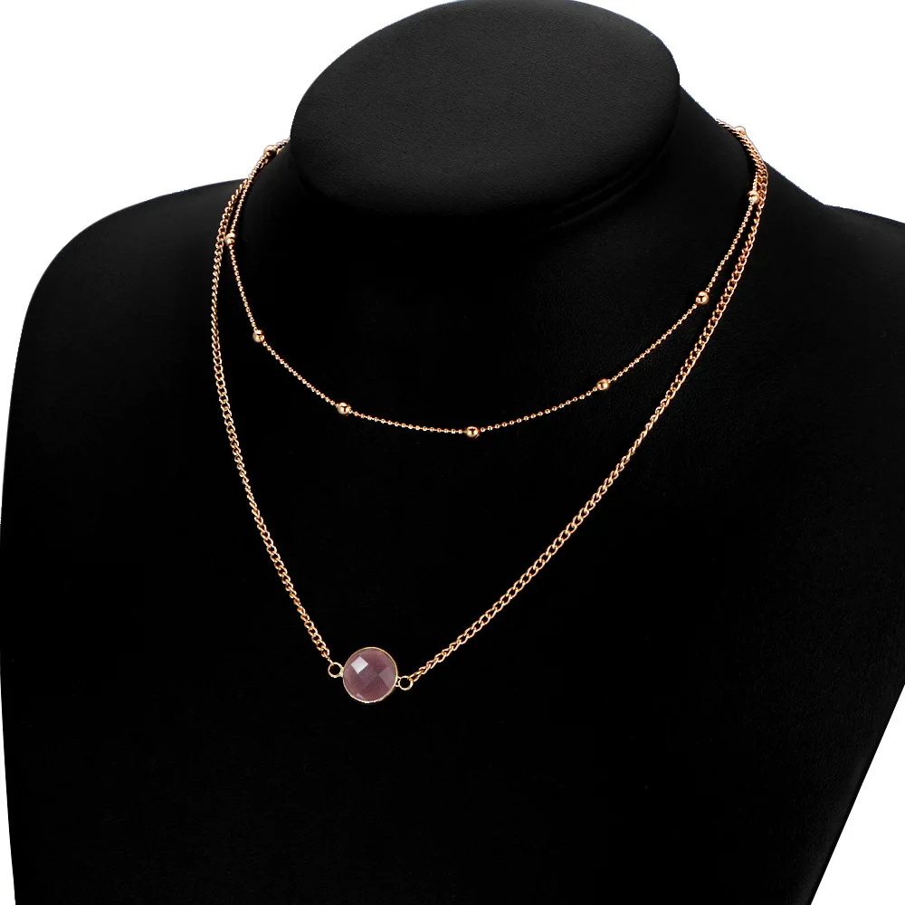 10 шт./лот двухслойные ожерелья для женщин и девочек цепочка ключиц золотой цвет